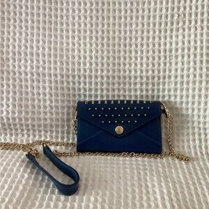 Rebecca Minkoff Wallet on a Chain Blue Studded Crossbody